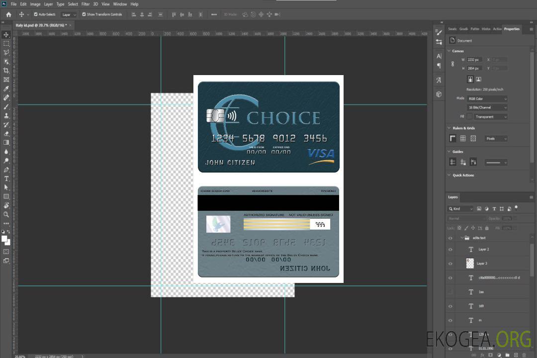 Carte visa bancaire Belize Choice template